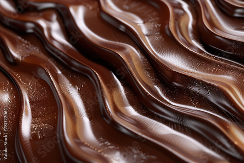 Generative ai on the theme of beautiful tasty liquid chocolate on wave abstract dark background