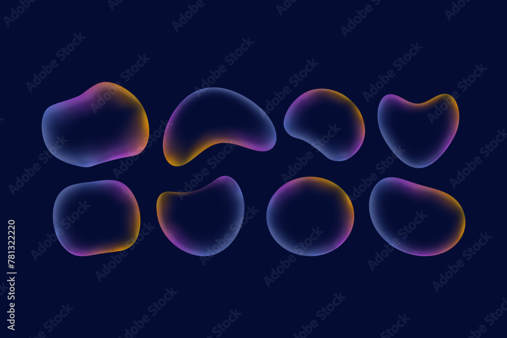 collection of transparent liquid in form of refractive bubble on dark background. vector collection of transparent liquid in form of refractive bubble on dark background. vector