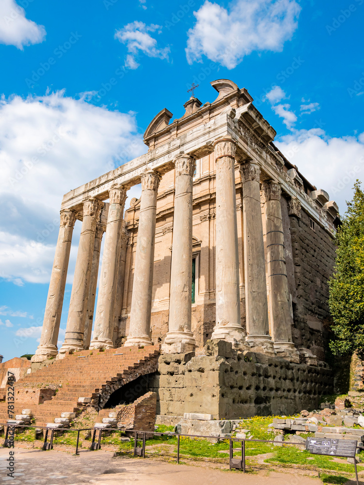 The Temple of Antoninus and Faustina is an ancient Roman temple in imperial Forum. Adapted as a Roman Catholic church, Chiesa di San Lorenzo in Miranda
