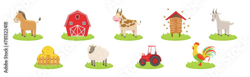 Farm Livestock and Domestic Yard Animal Vector Set