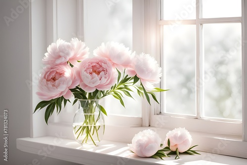 pink and white peonies flowers