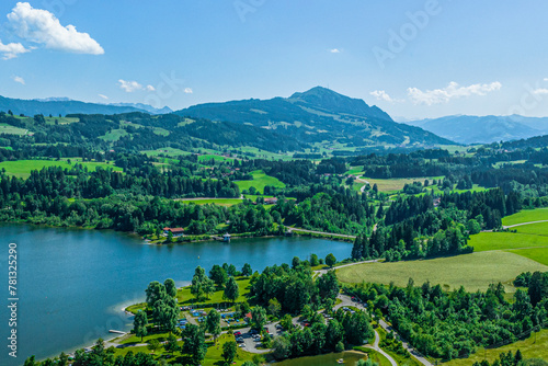 Ausblick auf Moosbach und den Rottachsee im Oberallgäu im Sommer photo