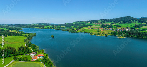 Das Allgäuer Seenland rund um den Rottachsee bei Moosbach von oben photo