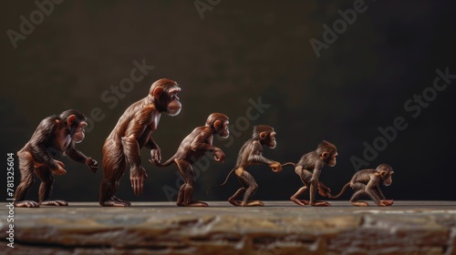 Human evolution. A study of the sequence of biological evolution of Homo sapiens. monkey, ape, ancient humans, modern humans 