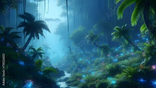 A lush  alien rainforest 