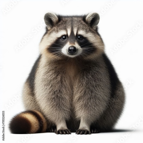 Image of isolated raccoon against pure white background, ideal for presentations 