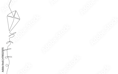 Outline kite vector one line continuous drawing background. Hand drawn linear silhouette minimalistic background.