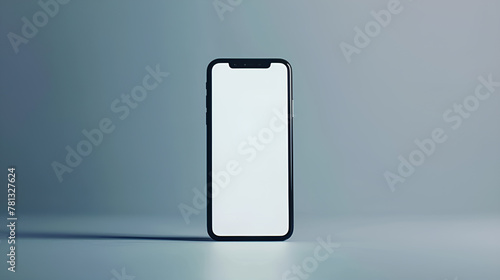 Smartphone similar to iphone xs max with blank white screen for Infographic Global Business Marketing Plan , mockup model similar to iPhonex isolated Background of ai digital investment economy. photo