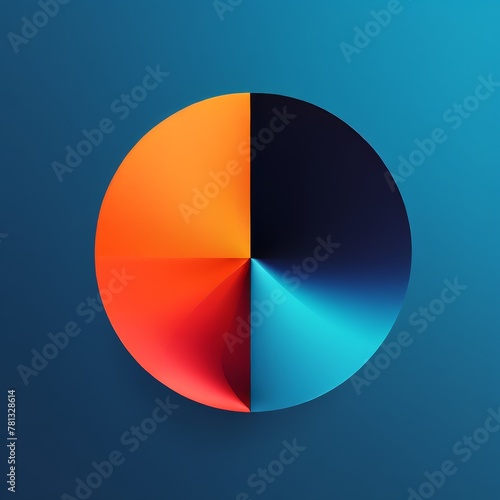 Minimalist composition, solid unicolor background, single abstract shape at the center