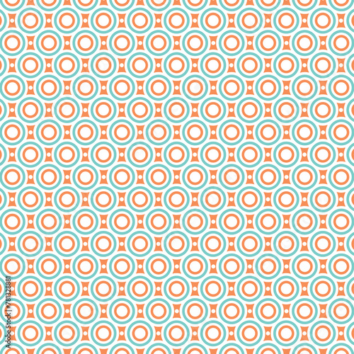 Retro 1970s Style Blue Orange White Circles And Spots Vintage Seventies Background Pattern
