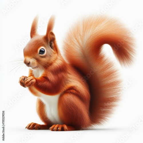 Image of isolated red squirrel against pure white background  ideal for presentations 