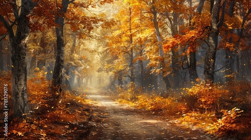Serene Autumn Forest Path Invites Weary Travelers to Pause and Bask in the Whispers of Nature s Symphony