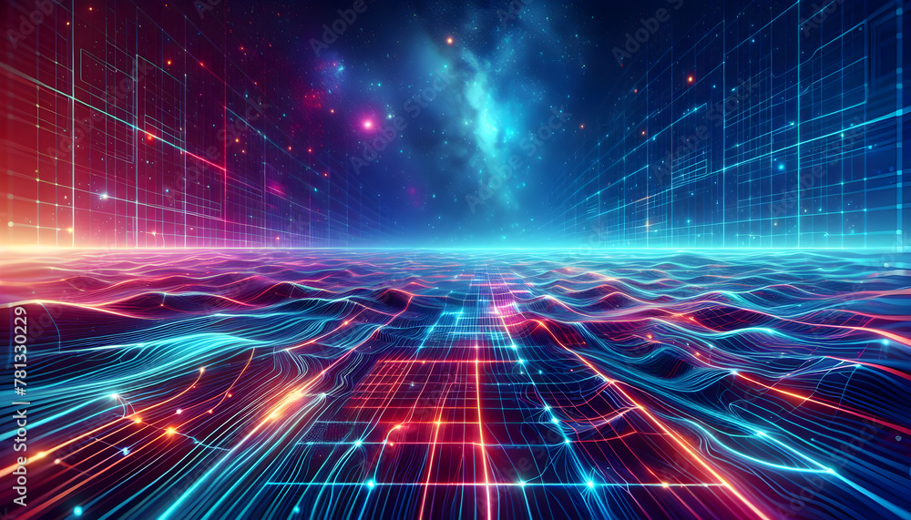 Vibrant Neon Grids Transform Abstract Digital Landscape into a Phantasmagorical Wonderland Vibrant Neon Grids Transform Abstract Digital Landscape into a Phantasmagorical Wonderland
