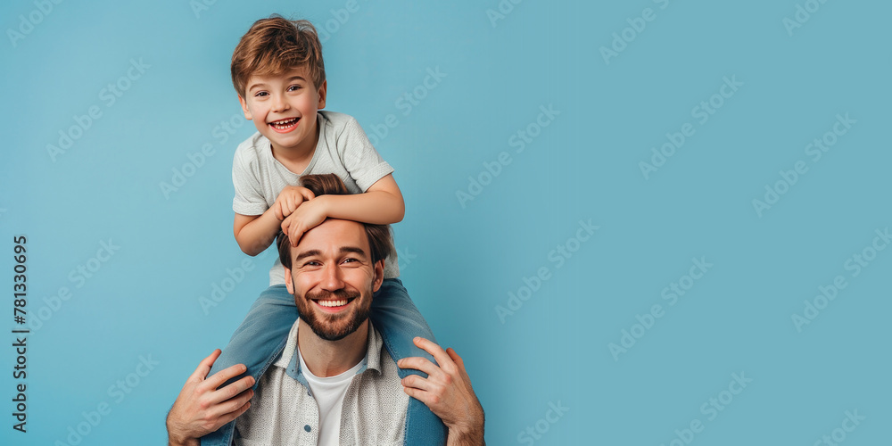 Fototapeta premium Happy Father Days Image with Father and Son and Space for Copy