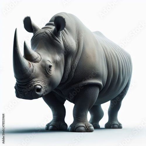 Image of isolated rhinoceros against pure white background  ideal for presentations 