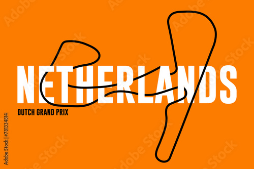 Netherlands grand prix race track. circuit for motorsport and autosport. Vector illustration.
