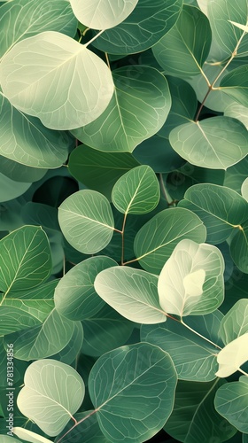 lush green eucalyptus leaves pattern for serene botanical background