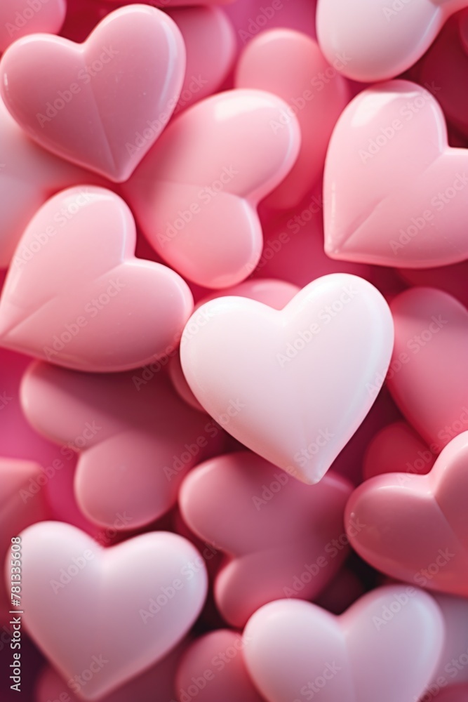 A close up of many pink hearts A close up of many pink hearts