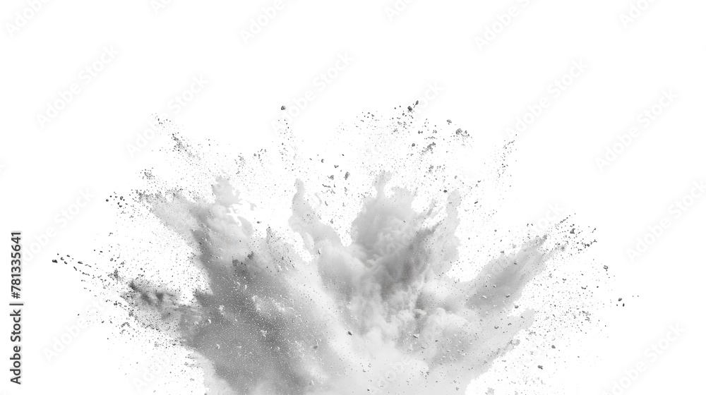 bright white paint color powder festival explosion burst isolated white background.	