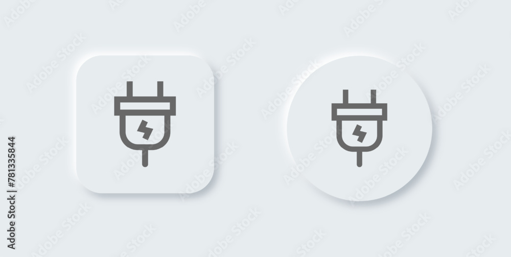 Socket line icon in neomorphic design style. Power plug signs vector illustration. Socket line icon in neomorphic design style. Power plug signs vector illustration.
