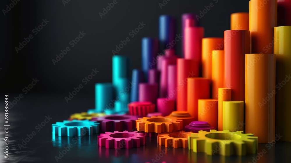 Colorful Gear Wheels Arranged in Conceptual Industrial Pattern Colorful Gear Wheels Arranged in Conceptual Industrial Pattern