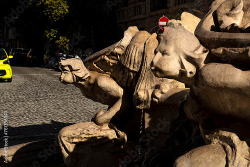 Fontana delle rane di piazza mincio nel quartiere coppedè vicino al palazzo del ragno a Roma, Italia
 photo