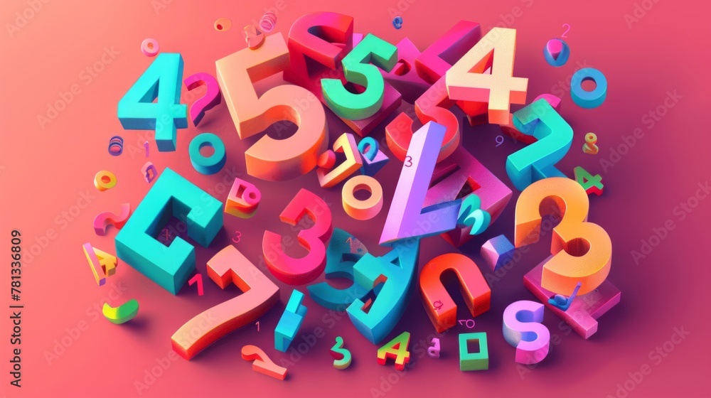 Fototapeta premium Isometric Numerology Cityscape in Vibrant Colors