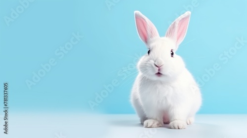 cute animal pet rabbit or bunny white color smiling and laughing isolated with copy space for easter background, rabbit, animal, pet, cute, fur, ear, mammal, background, celebration