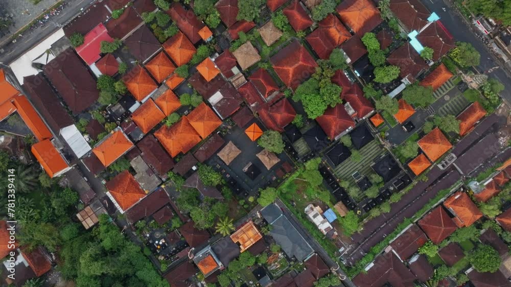 Aerial: Sunrise in over the town of Ubud, Bali, Indonesia. Aerial: Sunrise in over the town of Ubud, Bali, Indonesia.