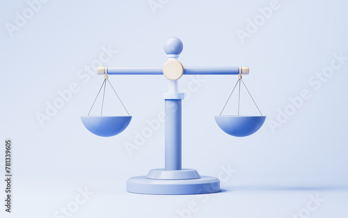Judgment balance scale with equity concept, 3d rendering.