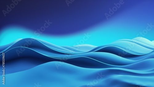 Blue gradient with waves, art, design, wallpaper, background, Generative Ai.