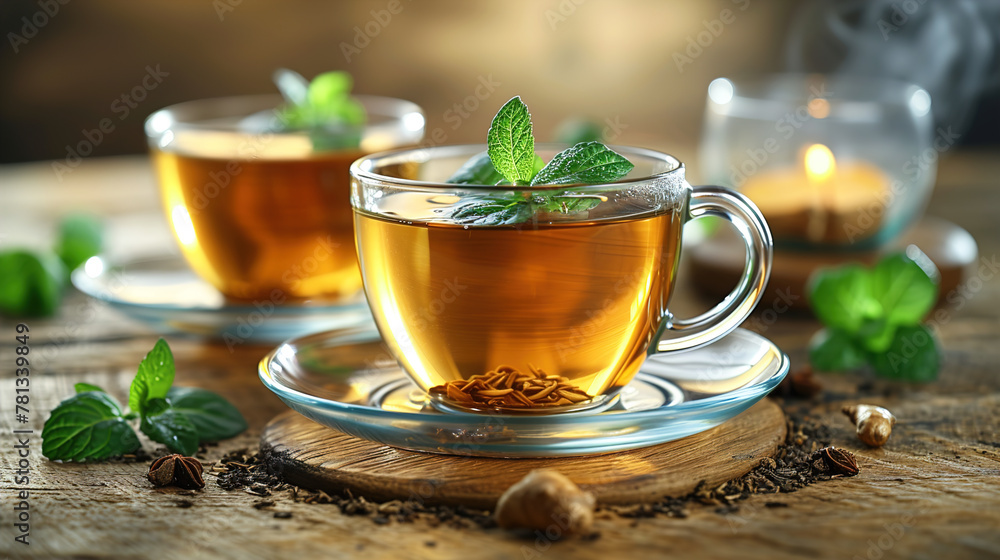 The warmth of ginger tea captured in an isolated image The warmth of ginger tea captured in an isolated image
