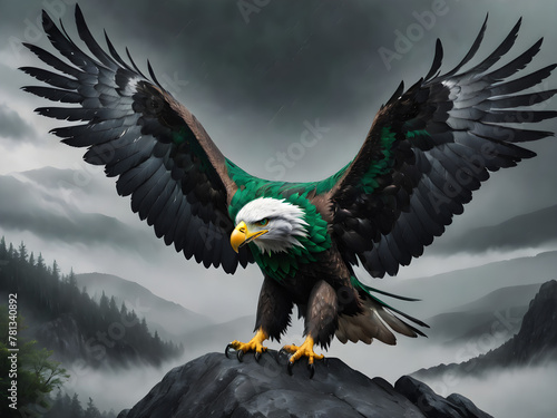 american bald emerald eagle on clif  photo