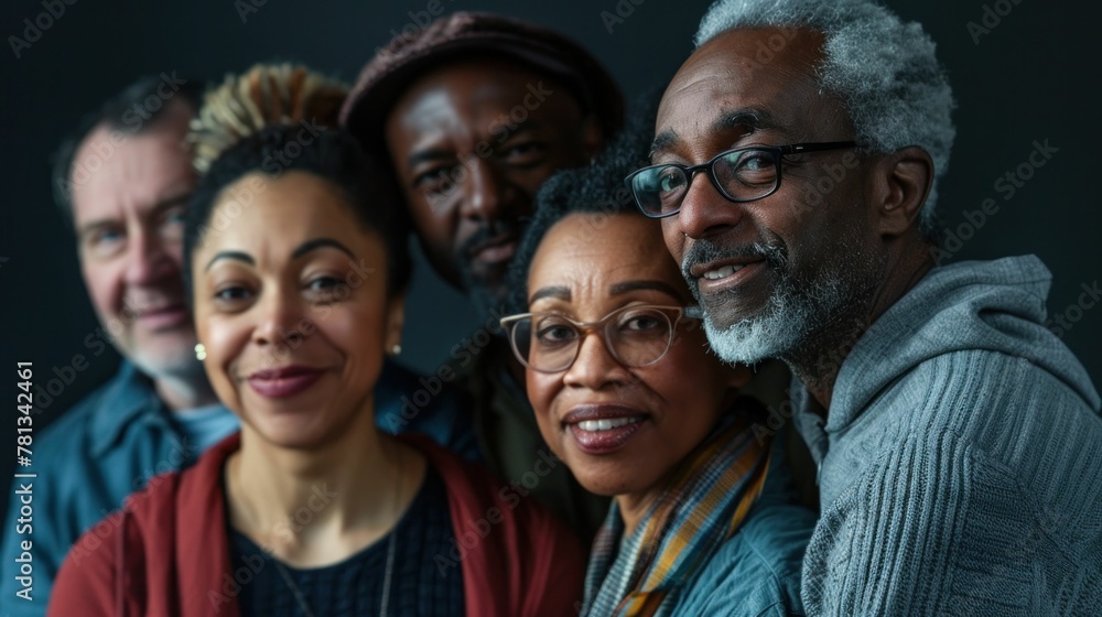 Fototapeta premium Diverse group of African American people looking at the camera in a modern urban setting