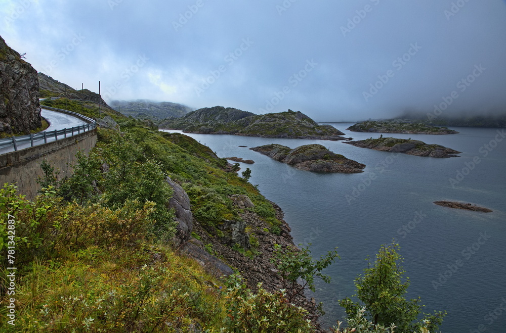 View of the lake Svartavatnet on the scenic route Ryfylke in Norway, Europe
View of the lake Svartavatnet on the scenic route Ryfylke in Norway, Europe