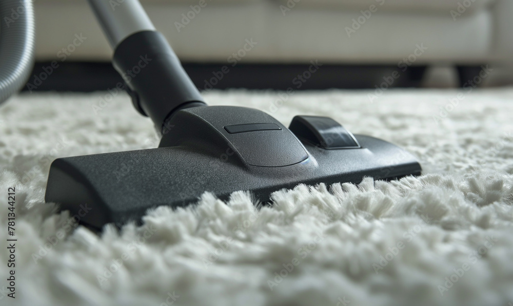 Close-Up of Vacuum Cleaner on Plush Carpet Close-Up of Vacuum Cleaner on Plush Carpet