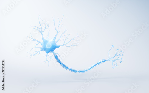 Biology nerve cell with biomedicine concept, 3d rendering.