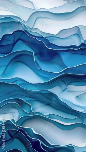 Abstract wave blue color animation. Vertical background 