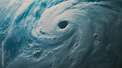In this detailed view from space  the majestic structure of a hurricane s eye is highlighted  offering a glimpse into the heart of the storm.