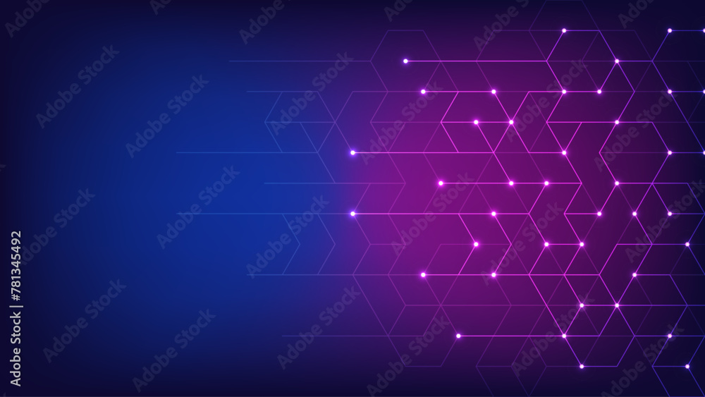 Vector illustration of hexagons pattern. Geometric abstract background with simple hexagonal elements. Creative idea for medical, technology or science design - obrazy, fototapety, plakaty 
