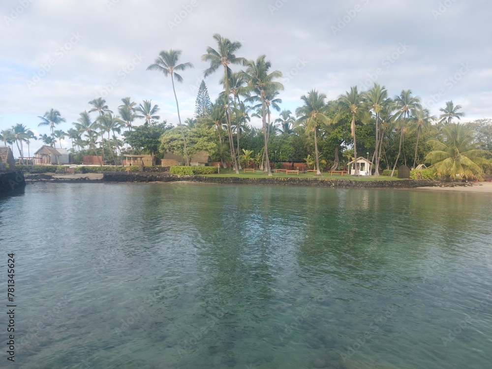 Fototapeta premium hawai big island, big island, hawai, haway, hawaii, beach, ocean, blue, green, landscape, background, nature, outdoor, Kona city, sand, peace, relax, adventure