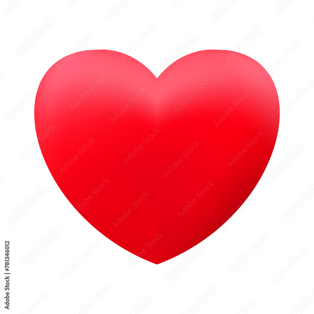 Red realistic heart icon on white background. 3d vector illustration. Red realistic heart icon on white background. 3d vector illustration.