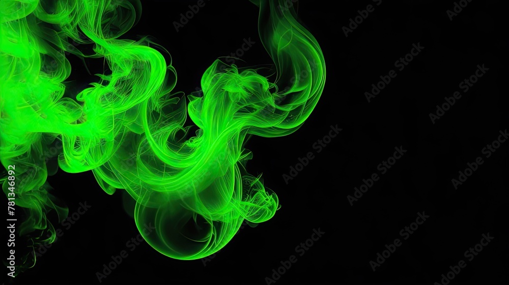 Bright green smoke on a black background.