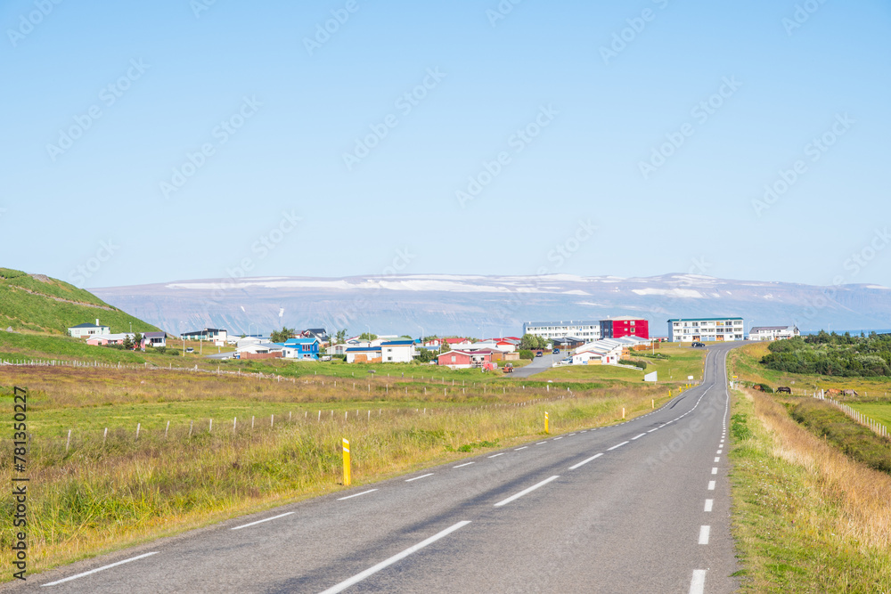 Fototapeta premium View over town of Bolungarvik in west of Iceland