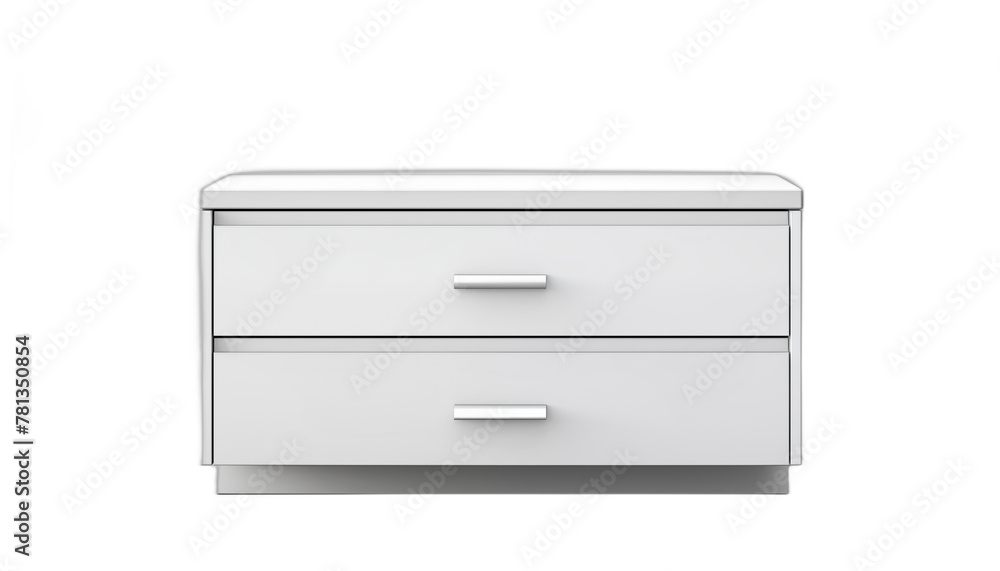 3D rendering of a simple white twodrawer nightstand against a white background 3D rendering of a simple white twodrawer nightstand against a white background