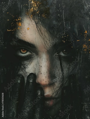 Moody portrait, surreal eyes for fingers, anatomy harmony, atmospheric darkness