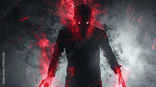 Slender demon, fashion capture, dynamic illumination, eye hands, distended torso