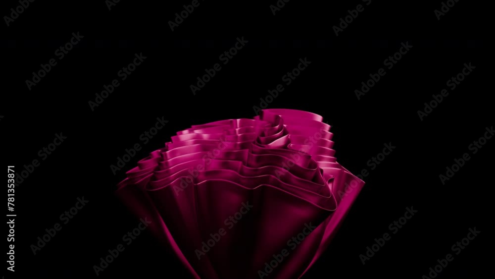 3D render of elegant background with flowing fabric petals of pink ...