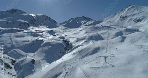 Aerial view of Boi Taüll. Drone footage of catalan pyrenees.