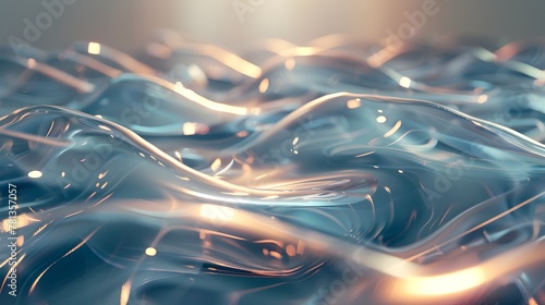 Perpetual Aqueous Cascade - Mesmerizing 3D Render of Dynamic Transparent Waves with Refracting Light